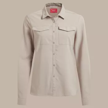 Cămașă de călătorie Craghoppers NosiLife Pro LS Shirt III damă - Soft Mushroom, XS