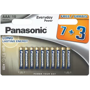 Baterii alcaline Panasonic Everyday Power AAA LR03, blister de 10