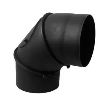 Cot pentru coș de fum 45/90° cu T de inspecție, 150 mm, oțel negru