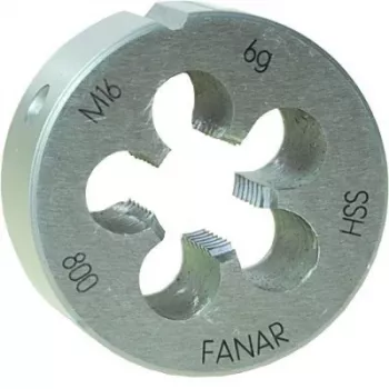 Filieră rotundă FANAR DIE M20x1 HSS800F, metric M20 x 1,0 mm, oțel rapid, dreapta, 6g
