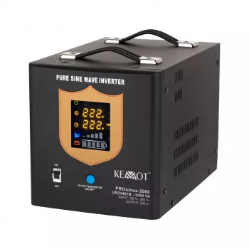 Convertor UPS KEMOT PROsinus-2000 undă sinusoidală pură 12V la 230V 2000VA/1200W cu funcție de încărcare - Negru
