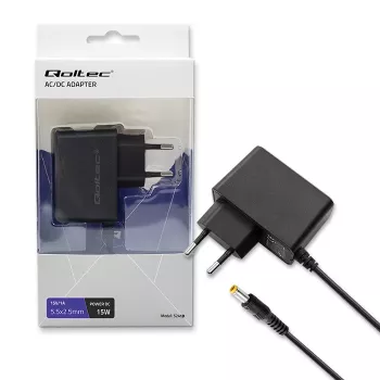 Adaptor de alimentare Qoltec PREMIUM 15W 15V 1A AC/DC cu mufă DC 5,5x2,5mm