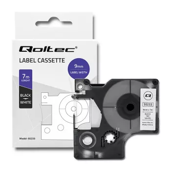 Bandă de etichete compatibilă Qoltec DYMO D1 40913, 9mm x 7m, alb cu imprimare neagră