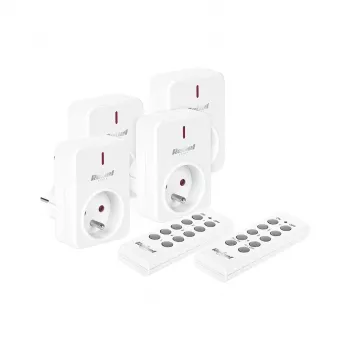 Set prize cu telecomandă KEMOT URZ3471 (4 prize + 2 telecomenzi, 433,92 MHz, alb)