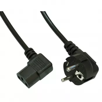 Akyga AK-PC-02A cablu de alimentare în unghi, CEE 7/7 la IEC C13 90°, 1,5 m, negru