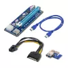 Qoltec Riser PCI-E ver. 007C USB 3.0 extender PCIe x1 la x16 cu cablu 60cm, 4 condensatoare solide, alimentare 6-pin/SATA/Molex, indicator LED
