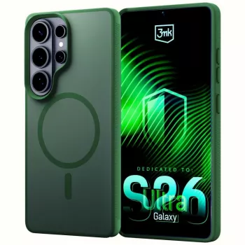 Husă spate MagSafe translucidă verde cu absorbție a șocurilor 3MK Smoke MagCase pentru Samsung Galaxy S26 Ultra