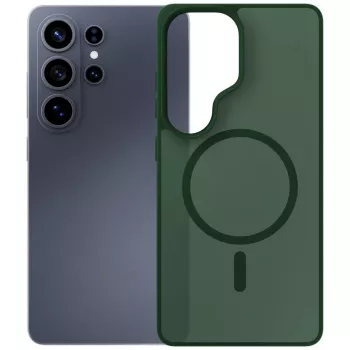 Husă spate MagSafe translucidă verde cu absorbție a șocurilor 3MK Smoke MagCase pentru Samsung Galaxy S26 Ultra