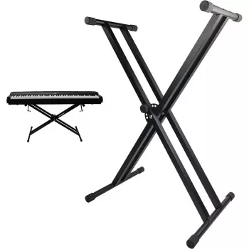 Suport tastatură MOZOS KSX1 X-Type pentru tastaturi și piane digitale, oțel cu o singură bară, sarcină 25 kg, înălțime 650-980 mm, pliabil