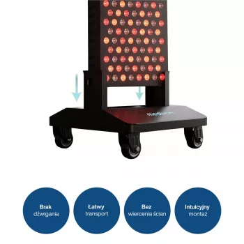 Stand mobil MEDIVON Lumera pentru panouri LED Lumera Plus și Lumera Max, 4 roți, negru