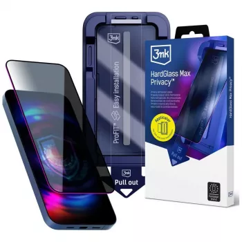 3MK HardGlass MaxPrivacy Folie de protecție a ecranului cu aplicator pentru Apple iPhone 15 Pro, negru