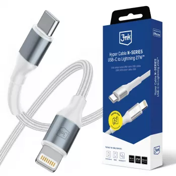 Cablu 3mk Hyper Cable N-SERIES USB-C la Lightning 0,5 m PD 3.0 9 V/3 A 27 W alb