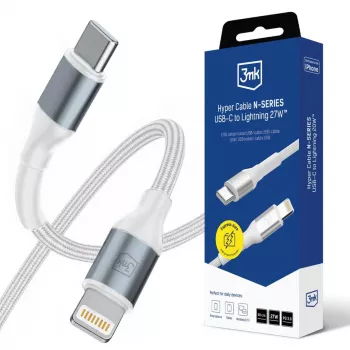 Cablu 3mk Hyper Cable N-SERIES USB-C la Lightning 0,5 m PD 3.0 9 V/3 A 27 W alb