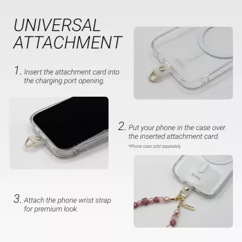 Bretea Crong Phone Charm cu fundă roșie – curea de încheietură universală anti-pierdere pentru smartphone