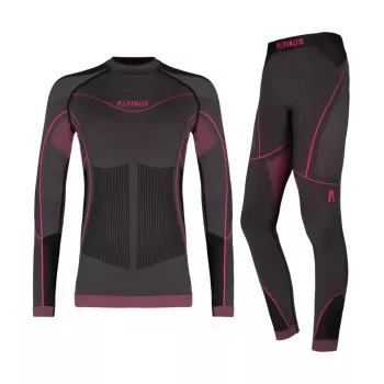 Set de lenjerie termoactivă pentru fete Alpinus Tactical Mora grafit-roz 120-136