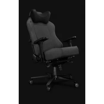 Scaun gaming din material textil Yumisu 2054, gri/negru, 150 kg, cotiere 2D, recline 90-150°
