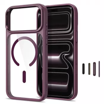 Tech-Protect Magmat MagSafe CC Case for iPhone 17 Pro / 18 Pro - Dark Cherry/Clear