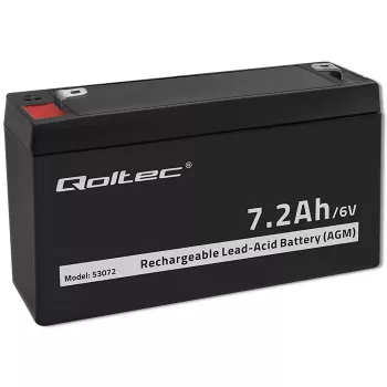Acumulator AGM Qoltec 6V 7,2Ah VRLA reîncărcabil cu plumb-acid etanș, fără întreținere
