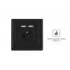 LANBERG AC-WS01-USB2-E-B Priză franceză îngropată cu încărcător dublu USB, 230V 16A, Negru