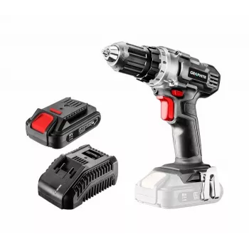 Set mașină de găurit și înșurubat cu acumulator Graphite 58G000-SET1 18V cu 2x acumulatori 2,0Ah, 35 Nm, mandrină cu strângere rapidă, lumină LED, negru/roșu