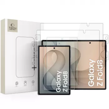 TECH-PROTECT Easy Set Fit+ 4-in-1 Protection Kit for Samsung Galaxy Z Fold 8 – Clear (Film & Glass)