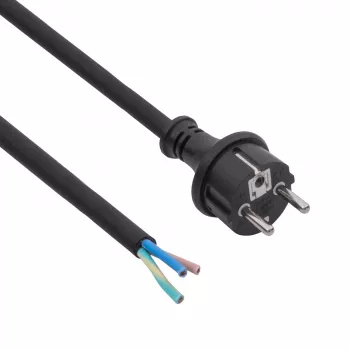 Cablu de alimentare din cauciuc Akyga AK-OT-04S H05RR-F 3 x 1,5 mm², ștecher CEE 7/7 la capăt liber, 5 m, negru