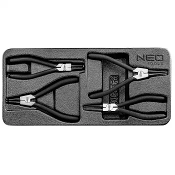 NEO TOOLS Circlip Pliers Set 4-Piece Internal/External Straight and Bent CrV Steel 180 mm TÜV Certified