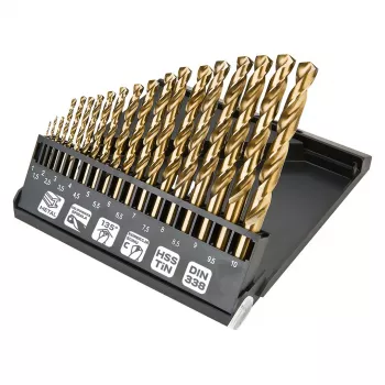 Set de 19 burghie pentru metal HSS-TiN NEO TOOLS 1,0-10,0 mm
