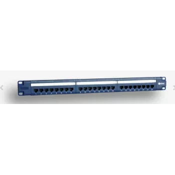Patch panel EMITERNET 19 inci 24 porturi Cat.6 UTP cu raft, albastru, PoE