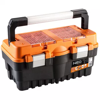 Cutie de scule NEO TOOLS 18 TOP-84-102 | organizator cu sertare extensibile, 2 tăvi, închizători metalice