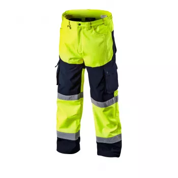 Pantaloni de lucru softshell de înaltă vizibilitate NEO TOOLS, galben fluorescent, mărimea XL
