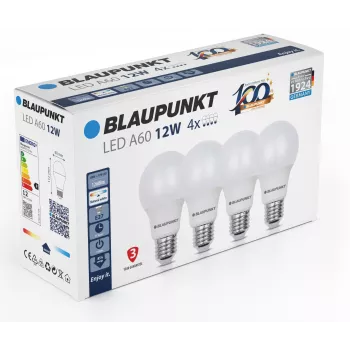 Lampă LED Blaupunkt E27 A60 1260 lm 12W 4000K, 4 buc. (BLAUPUNKT-E27-12W-NW-4)