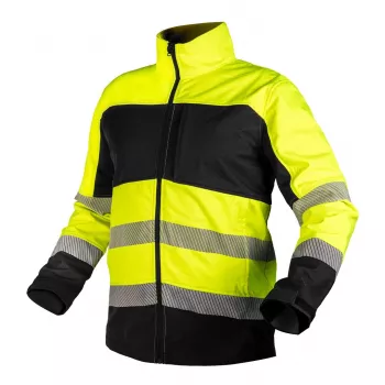 NEO TOOLS Softshell High-Visibility Work Jacket, Yellow/Black, Size XL