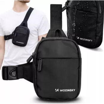 Geantă mini de umăr Wozinsky WMS-W1 pentru smartphone, două compartimente, neagră