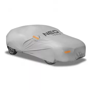 Husă auto impermeabilă multistrat NEO TOOLS XL, PEVA 2 straturi, protecție UV, tiv elastic, chingi de fixare, gri