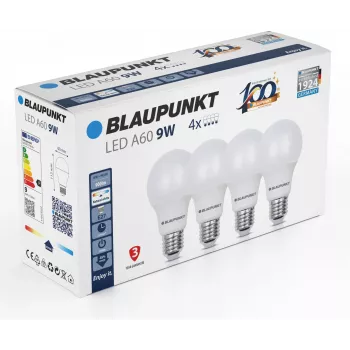Lampă LED Blaupunkt E27 A60 900 lm 9W 4000K, 4 buc. (BLAUPUNKT-E27-9W-NW-4)