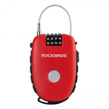 Rockbros Retractable Cable Lock 32420981001 Red - 3-Digit Combination, 90 cm Braided Steel