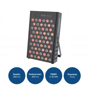 Panou de terapie cu lumină LED MEDIVON Lumera, lumină roșie și infraroșie, 120 LED-uri, 630–1060 nm