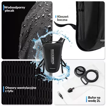 Rucsac de hidratare Rockbros H32 cu rezervor 2L - negru
