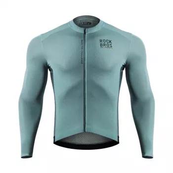 Tricou de ciclism cu mânecă lungă pentru bărbați ROCKBROS ROAD TO SKY gri-albastru mărimea S