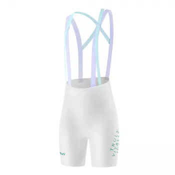 Pantaloni scurți de ciclism cu bretele și bazon 3D pentru femei ROCKBROS, albi, mărimea S