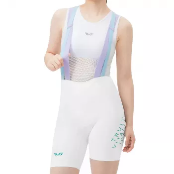 Pantaloni scurți de ciclism cu bretele și bazon 3D pentru femei ROCKBROS, albi, mărimea S