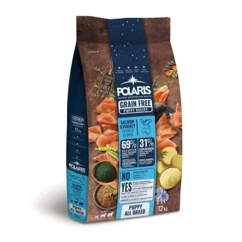 POLARIS hrană uscată pentru căței cu somon și curcan, fără cereale, pungă 12 kg