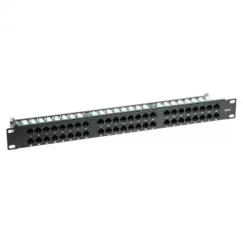 Patch panel Cat6 UTP cu 48 de porturi DELTA ENERGY SYSTEMS PP-48/RJ/6C, montaj în rack 19 inci 1U, negru