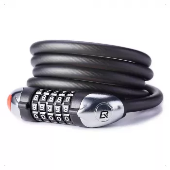 Antifurt pentru bicicletă cu combinație cu 5 cifre și lumină LED ROCKBROS RKS531, cablu din oțel împletit de 120 cm, negru