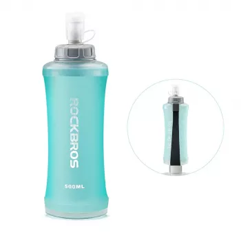 ROCKBROS Soft Flask 500 ml Albastru deschis - Sticlă de hidratare pliabilă din TPU pentru alergare