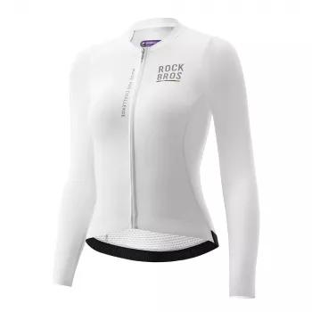 Tricou ciclism damă cu mânecă lungă ROCKBROS Road to Sky alb M