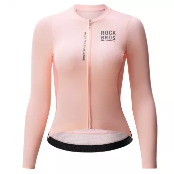 Tricou ciclism damă cu mânecă lungă ROCKBROS ROAD TO SKY roz mărimea M