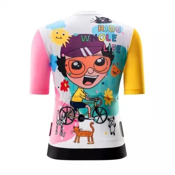Tricou ciclism damă cu imprimeu, mânecă scurtă, Rockbros, alb, mărimea S