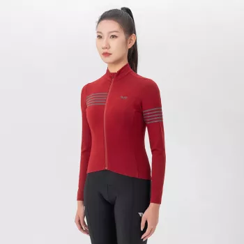 Tricou ciclism termic damă cu mânecă lungă ROCKBROS YPW065 TVI toamnă/iarnă roșu mărimea S